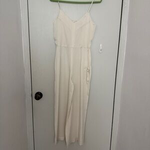 H&M Cream Satin Wide Leg Jumpsuit